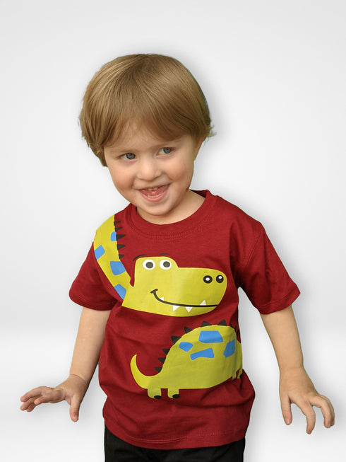 Dinosaur Printed T-Shirt (Maroon)