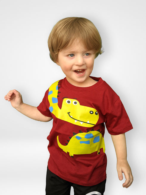 Dinosaur Printed T-Shirt (Maroon)