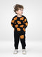 Bear Allover Printed Fleece Suit (Black)
