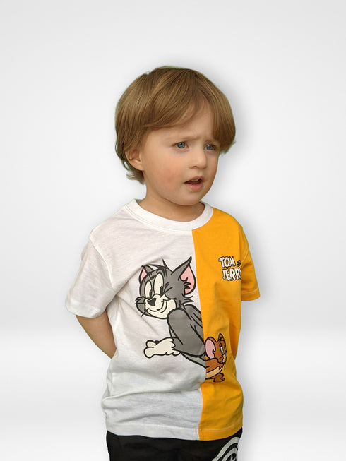 Tom & Jerry Cotton T-Shirt (Yellow-White)