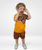 Dinosaur Printed Short Set (Mustard/Brown)