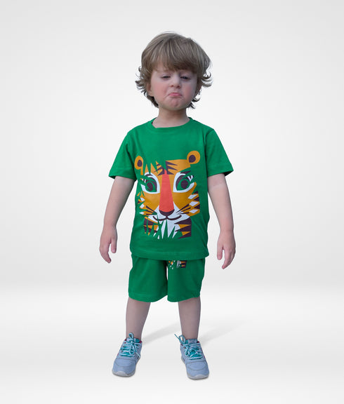 Hiding Lion Short Set (Dark Green)