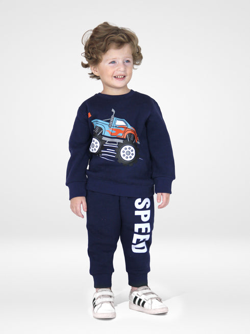 Racing Truck Printed Fleece Suit (Navy)