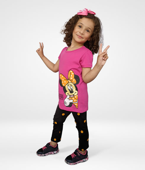 Minnie Mouse Printed Pajama Set (Pink/Black)