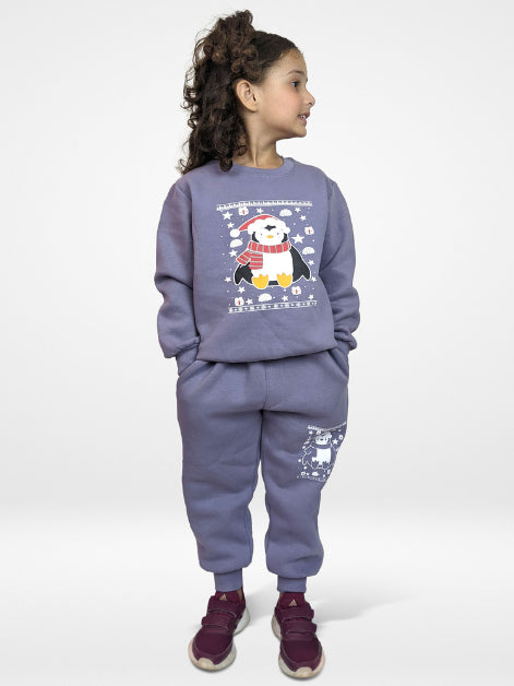 Snow Penguin Fleece Suit (Purple)