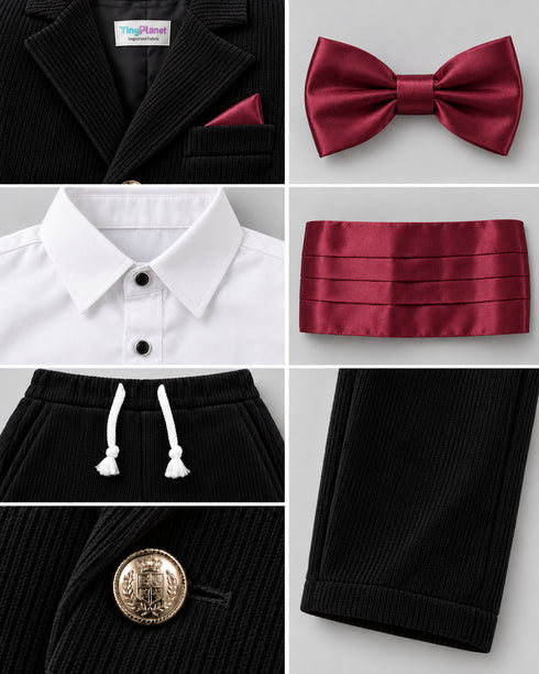 Imported Corduroy Tuxedo Formal Suit (Black)