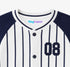 Striped Embroidered Baseball Set (White-Navy)