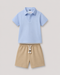 Imported Textured Wash & Wear 2 Piece Set (Sky Blue & Beige)