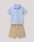 Imported Textured Wash & Wear 2 Piece Set (Sky Blue & Beige)