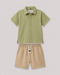 Imported Textured Wash & Wear 2 Piece Set (Olive Grove & Beige)