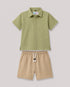 Imported Textured Wash & Wear 2 Piece Set (Olive Grove & Beige)