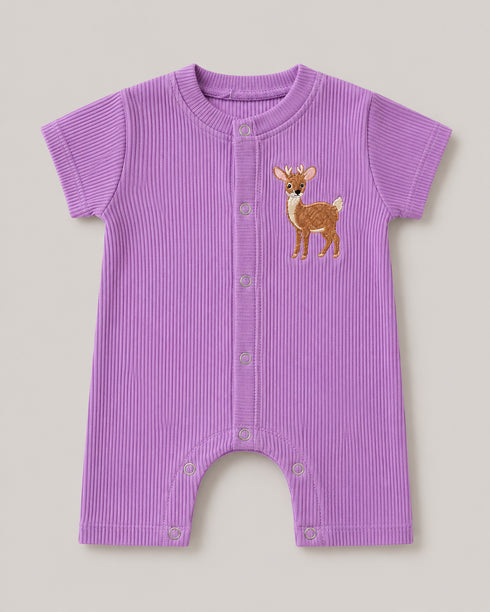 Embroiderd Cozy Fawn Soft Ribbed Romper