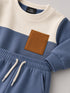 The Color Block Fleece Suit (Dusty Blue & Off-White)