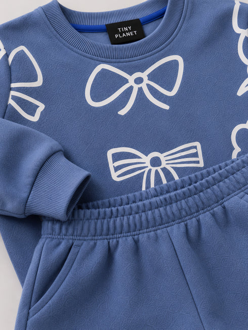 The Ribbon Charm Fleece Suit (Dusty Blue)