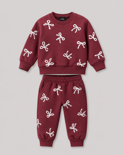 The Ribbon Themed Fleece Suit (Maroon)