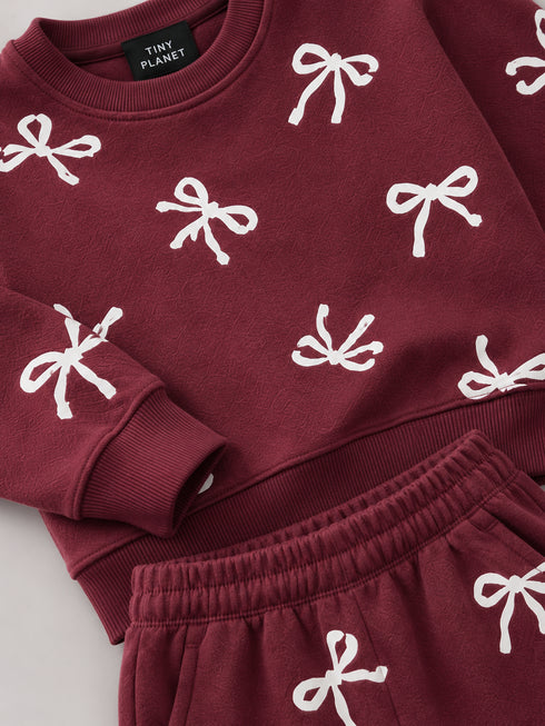 The Ribbon Themed Fleece Suit (Maroon)