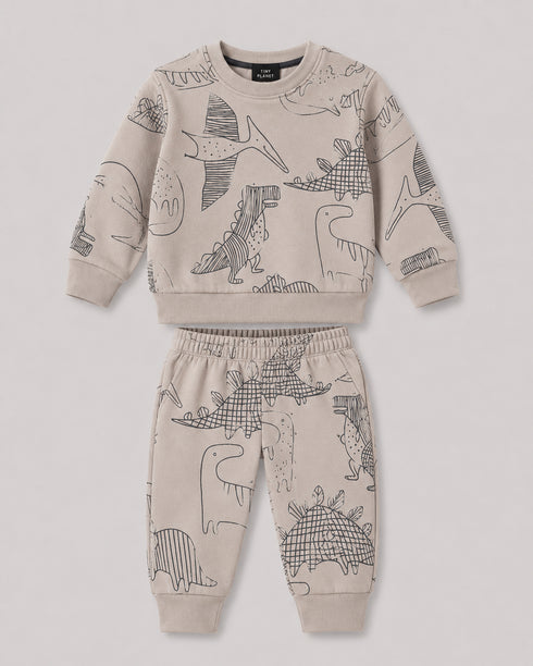 The Dino Trails Fleece Suit (Sand Beige)