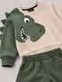 The Dino Buddy Fleece Suit (Beige & Dark Green)