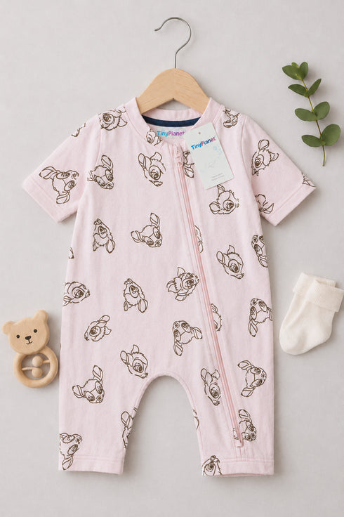 Bambi Themed Soft Cotton Zip Romper