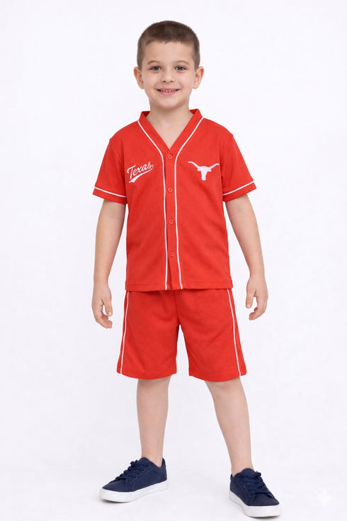 Texas Embroidered Baseball Set (Red)