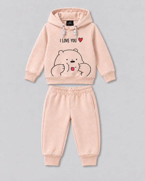 The Bear Hug Hooded Fleece Suit (Rose Peach)
