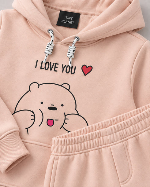 The Bear Hug Hooded Fleece Suit (Rose Peach)