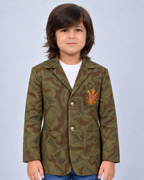 Royal Scribble Imported Cotton Blazer (Green)