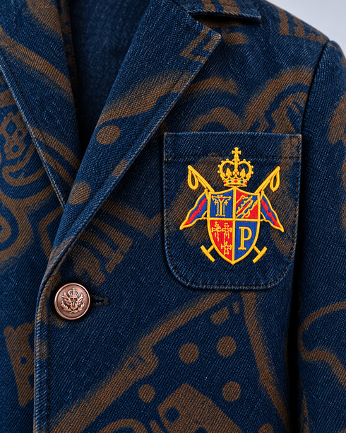 Royal Scribble Imported Cotton Blazer (Deep Navy)