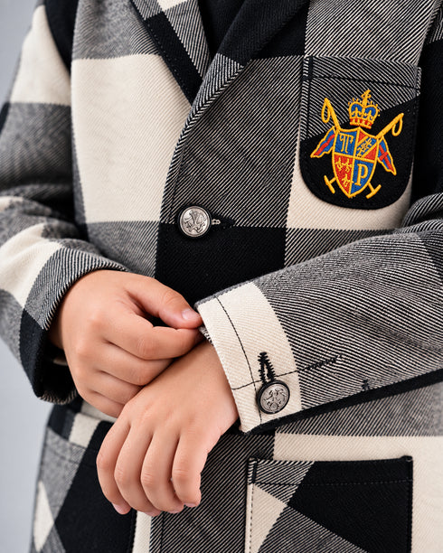 Royal Scribble Imported Cotton Blazer (Black & Ivory)
