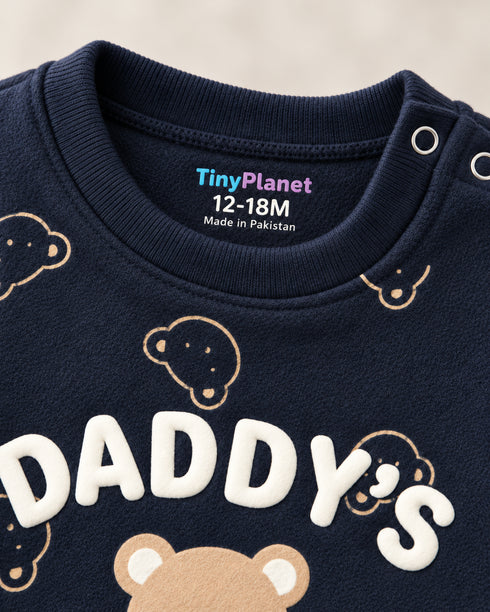 Daddy's Little Cub Fleece Sleepsuit (Navy Blue)