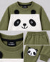 The Cozy Panda Fleece Suit (Olive Green & Off-White)