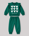 Frill Sleeves Always Be Positive Fleece Suit (Dark Green)