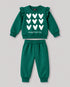 Frill Sleeves Always Be Positive Fleece Suit (Dark Green)