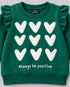 Frill Sleeves Always Be Positive Fleece Suit (Dark Green)