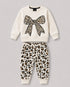 Leopard Bow Charm Fleece Suit (Off-White)