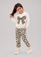 Leopard Bow Charm Fleece Suit (Off-White)