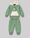 The Little Flower Hooded Fleece Suit (Green & Off-White)