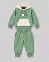 The Little Flower Hooded Fleece Suit (Green & Off-White)