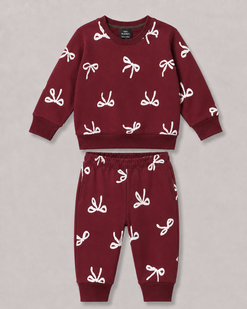 The Ribbon Themed Fleece Suit (Maroon)