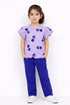 Frill Sleeves Tulip Flutter Cotton Trouser Set (Lilac & Purple)