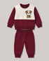 Puppy Color Block Fleece Suit (Burgundy & Off-White)