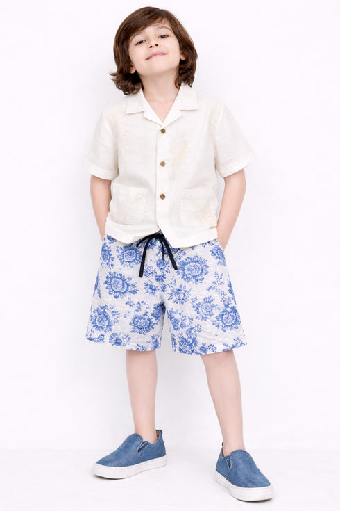 Imported Embroidered Shirt Floral Short Set