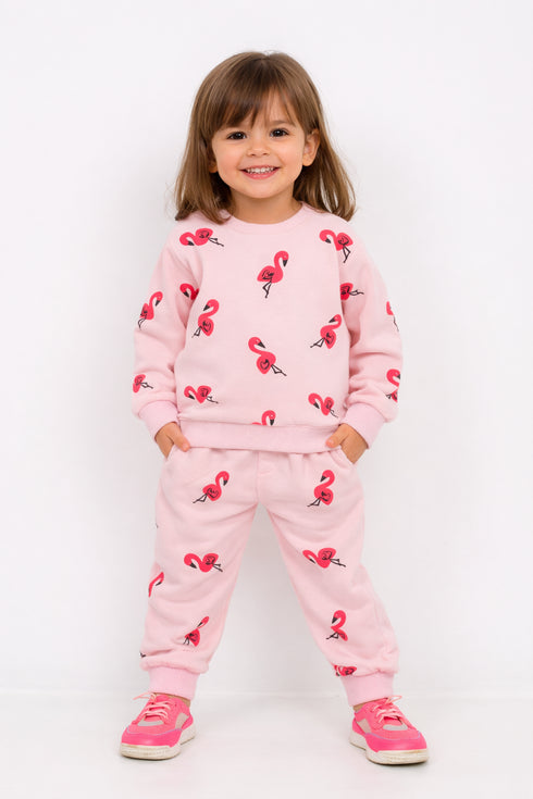 Flamingo Themed Fleece Suit (Baby Pink)