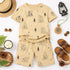 Forest Bear Themed Cotton Short Set (Beige)