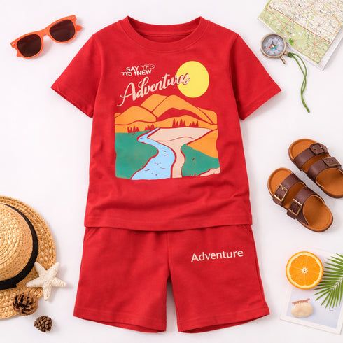 Sunset Explorer Cotton Short Set (Sunset Blaze)