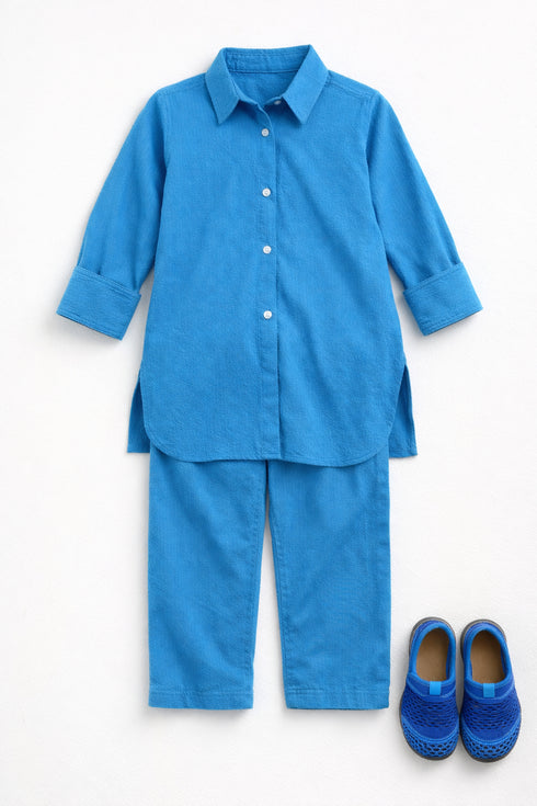 Imported Textured Coolwave Co-ord Set (Cool Blue)