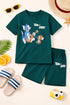 Tom & Jerry Adventure Cotton Short Set (Dark Green)