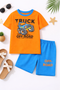 Truck Racer Cotton Short Set (Orange-Blue)