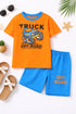 Truck Racer Cotton Short Set (Orange-Blue)