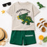 Triceratops Cotton Short Set (Light Beige-Dark Green)